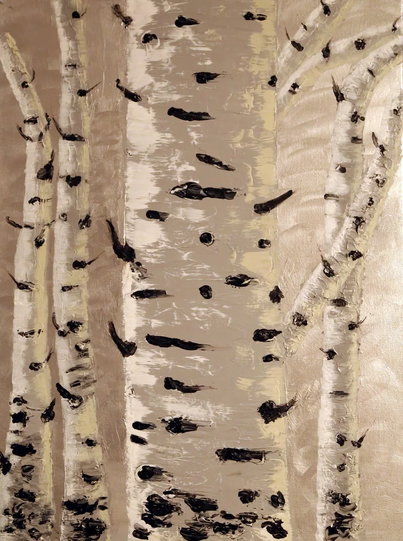 Birch Trunks — painting on canvas, by Jeanette Ernst