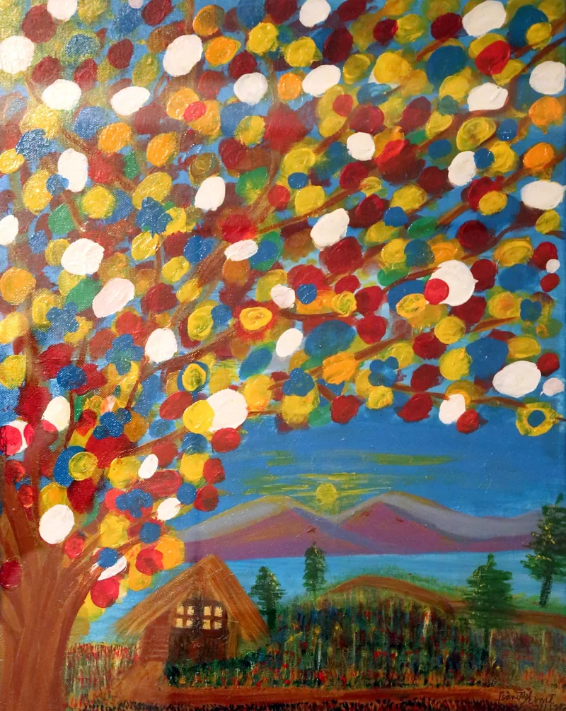 Confetti Tree — painting on canvas, by Jeanette Ernst