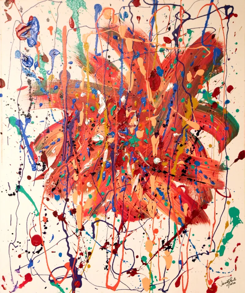 Coral Splash — painting on canvas, by Jeanette Ernst