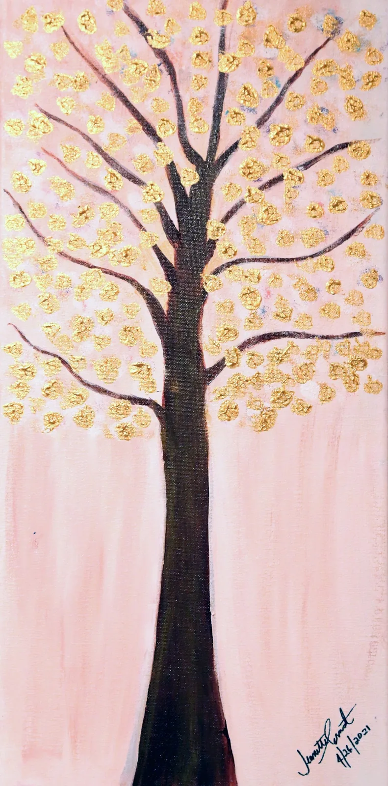 Golden Tree — painting on canvas, by Jeanette Ernst