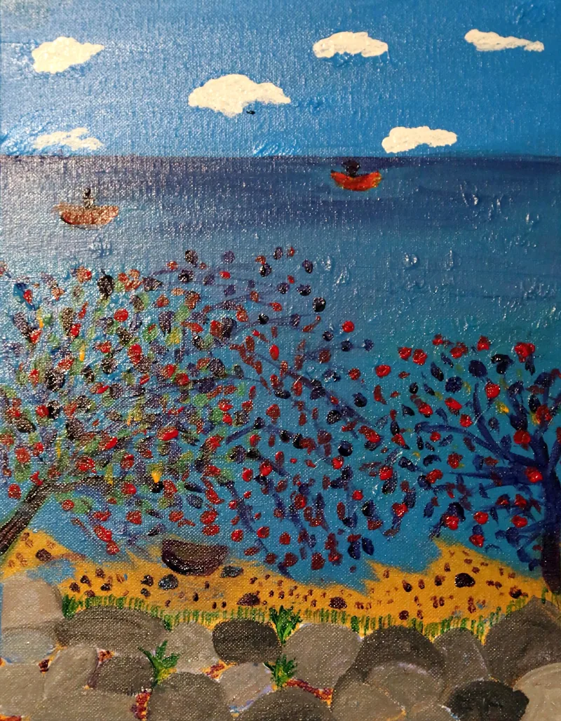Seaside Blossoms — painting on canvas, by Jeanette Ernst