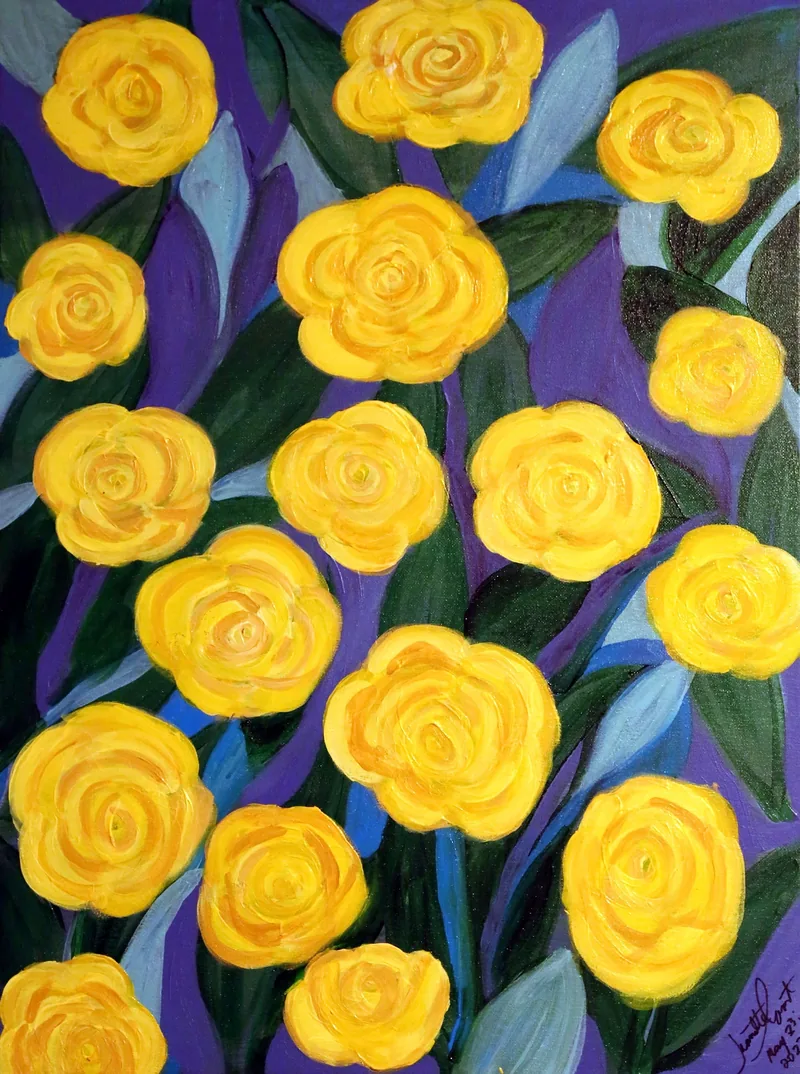 Yellow Roses — painting on canvas, by Jeanette Ernst